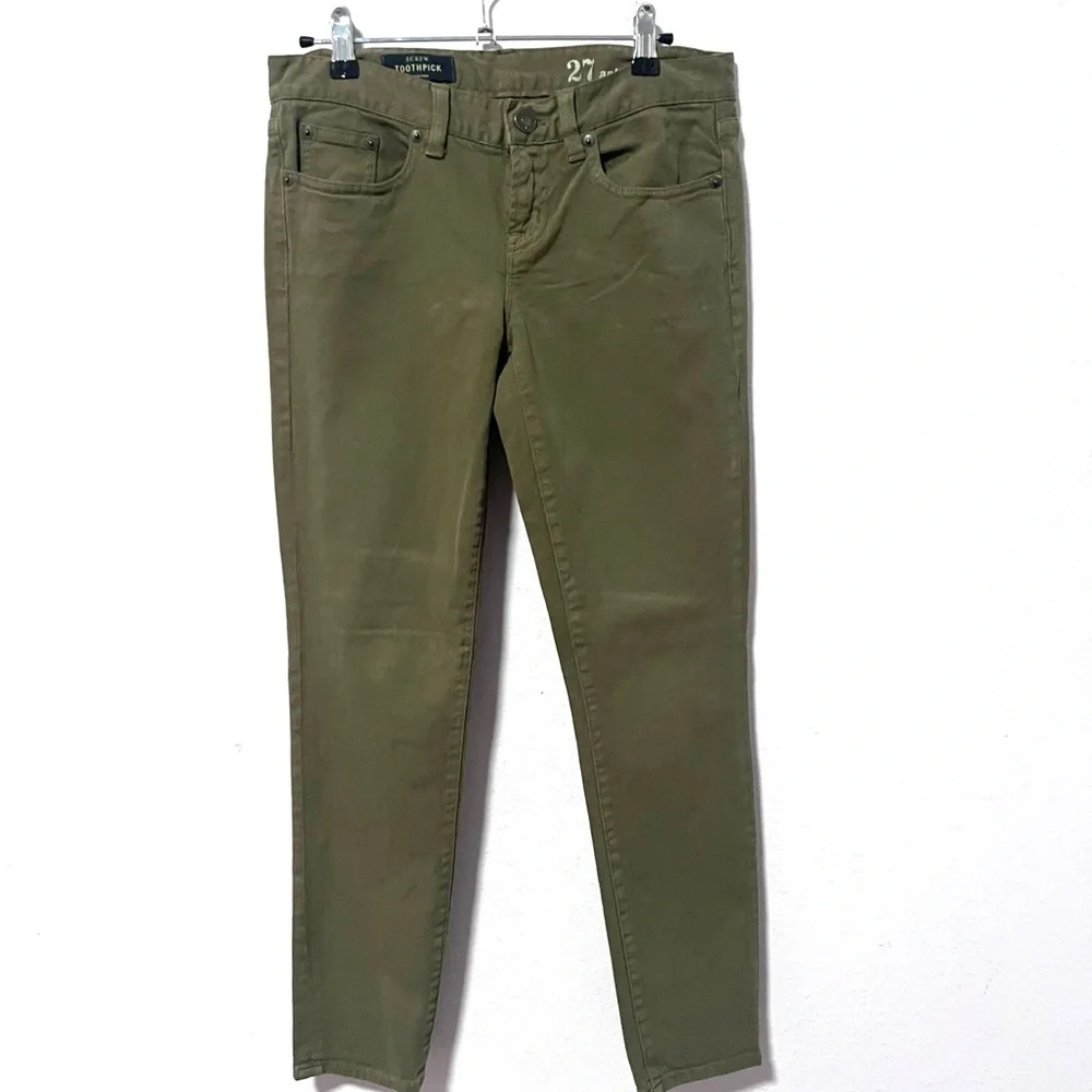 J. Crew Green toothpick Skinny Jeans with‎ Tapered Fit